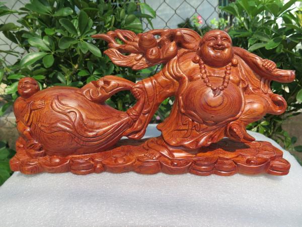 Tượng Phật Di Lặc kéo bao tiền gỗ hương